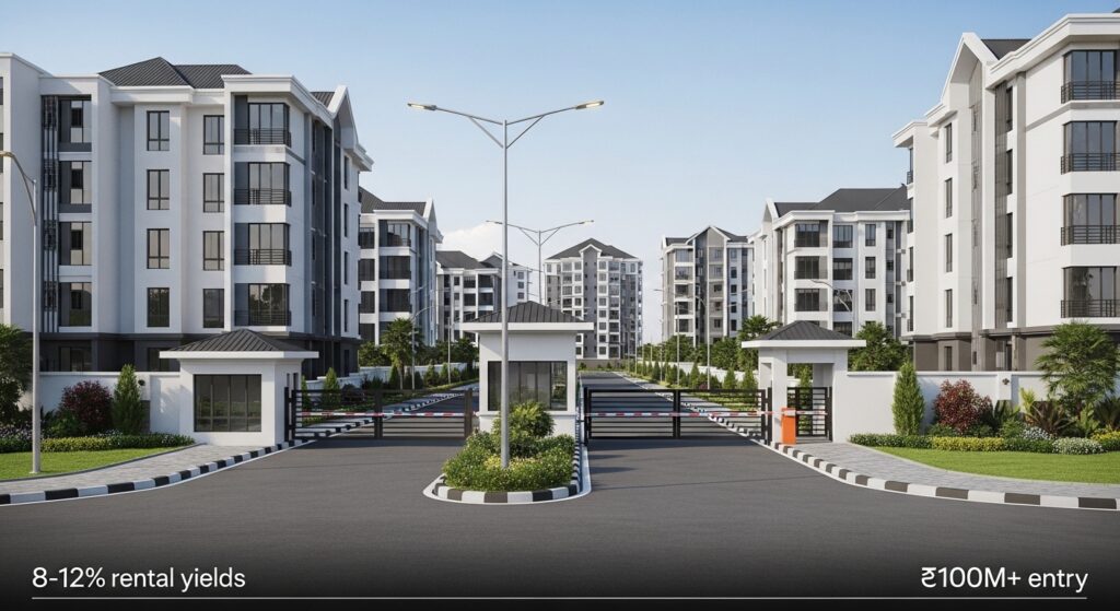 Lagos luxury property in Lekki showing high-rise apartments with 8-12% rental yields