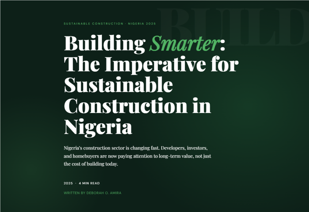 Building Smarter: The Imperative for Sustainable Construction in Nigeria