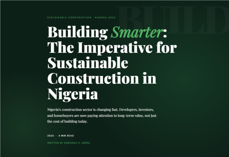 Building Smarter: The Imperative for Sustainable Construction in Nigeria