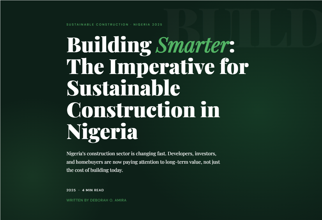Building Smarter: The Imperative for Sustainable Construction in Nigeria